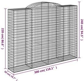 vidaXL Συρματοκιβώτια Τοξωτά 5 τεμ. 300x50x220/240 εκ. Γαλβαν. Ατσάλι