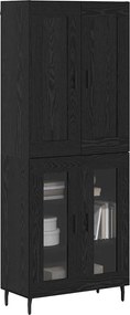 vidaXL Highboard 2 pcs Μαύρη Οξυά Επεξεργασμένο ξύλο