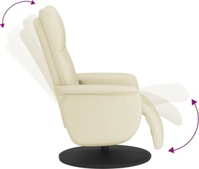 vidaXL Πολυθρόνα Μασάζ Ανακλινόμενη με Υποπόδιο Κρεμ από Συνθ. Δέρμα