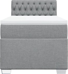 vidaXL Κρεβάτι Boxspring με Στρώμα Ανοιχτό Γκρι 80x200 εκ. Υφασμάτινο