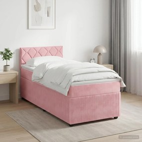 vidaXL Κρεβάτι box spring με στρώμα Ροζ 80 x 200 cm Βελούδο