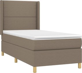 vidaXL Κρεβάτι Boxspring με Στρώμα &amp; LED Taupe 100x200 εκ. Υφασμάτινο
