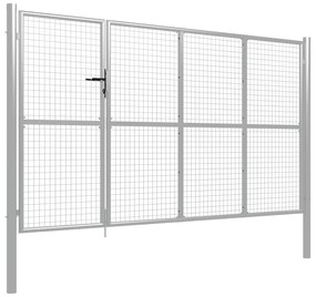 vidaXL Πόρτα Περίφραξης Κήπου Ασημί 350 x 150 εκ. Ατσάλινη
