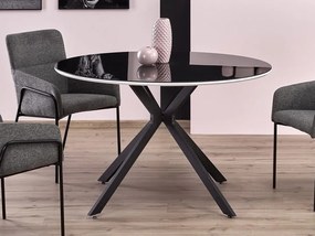 Τραπέζι Houston 753, Μαύρο, Άσπρο, 76cm, Επεξεργασμένο γυαλί, Ινοσανίδες μέσης πυκνότητας, Μέταλλο