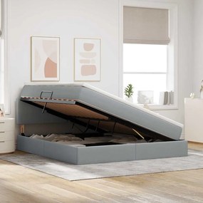 vidaXL Κρεβάτι με αποθηκευτικό χώρο και LED Ανοιχτό γκρι 160 x 200 cm