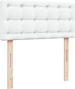 vidaXL Κρεβάτι Boxspring με Στρώμα Λευκό 90x200εκ. από Συνθετικό Δέρμα