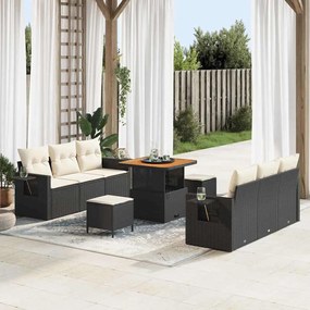 vidaXL Σετ Καναπέ Κήπου 9 pcs Μαύρο συνθετικό ρατάν