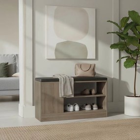 Παπουτσοθήκη-σκαμπό Deboule 8 ζευγών σε sonoma-μαύρη απόχρωση 90x30x46εκ 90x30x46 εκ.