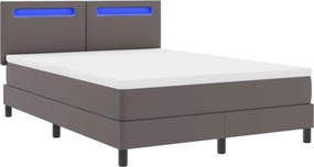 vidaXL Κρεβάτι με ελατήρια με στρώμα Γκρι 140 x 200 cm Τεχνητό δέρμα