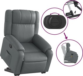 vidaXL Πολυθρόνα Ανακλινόμενη με Ανύψωση Γκρι Συνθετικό Δέρμα