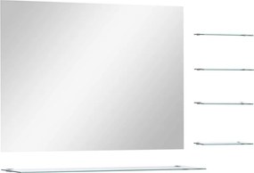 vidaXL Καθρέφτης Τοίχου Ασημί 80 x 60 εκ. με 5 Ράφια