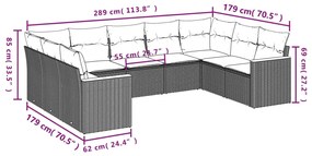 vidaXL Σαλόνι Κήπου Σετ 9 τεμ. Μπεζ Συνθετικό Ρατάν με Μαξιλάρια