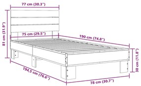 ΠΛΑΙΣΙΟ ΚΡΕΒΑΤΙΟΥ ΚΑΠΝΙΣΤΗ ΔΡΥΣ 75X190 ΕΚ. ΕΠΕΞ. ΞΥΛΟ &amp; ΜΕΤΑΛΛΟ 845749