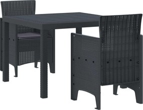 vidaXL Σέτ φαγητού για κήπο 3 pcs Ανθρακί Πολυπροπυλένιο