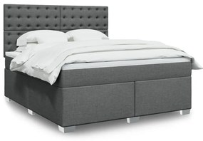 vidaXL Κρεβάτι Boxspring με Στρώμα Σκούρο Γκρι 180x200 εκ Υφασμάτιν