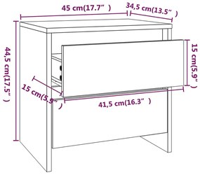 Κομοδίνα 2 τεμ. Καπνιστή Δρυς 45x34,5x44,5 εκ. από Επεξ. Ξύλο - Καφέ