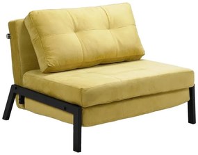 Πολυθρόνα-κρεβάτι Fancy ύφασμα βελούδο σε κίτρινη απόχρωση κα πόδι μαύρο μέταλλο 95x98x70εκ 95x98x70 εκ.