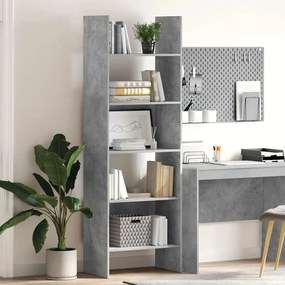 vidaXL Βιβλιοθήκη Γκρι Σκυροδέματος 60 x 35 x 180 εκ. από Επεξ. Ξύλο