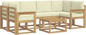 vidaXL Σειρά Καναπέ Εξωτερικού με μαξιλάρι 7 pcs Λευκό και Κρεμ
