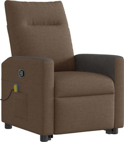 vidaXL Πολυθρόνα Μασάζ Ανακλινόμενη με Ανύψωση Καφέ Υφασμάτινη