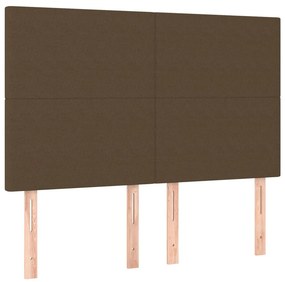 vidaXL Κρεβάτι Boxspring με Στρώμα &amp; LED Σκ.Καφέ 140x190εκ. Υφασμάτινο