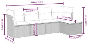 vidaXL Σαλόνι Κήπου Σετ 5 Τεμαχίων Γκρι Συνθετικό Ρατάν με Μαξιλάρια