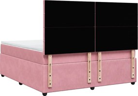 vidaXL Κρεβάτι Boxspring με Στρώμα Ροζ 180x200 εκ. Βελούδινο
