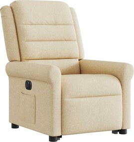 vidaXL Πολυθρόνα Ηλεκ. Ανακλινόμενη με Ανύψωση Κρεμ Υφασμάτινη