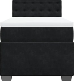 vidaXL Κρεβάτι Boxspring με Στρώμα Μαύρο 90x200 εκ. Βελούδινο