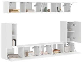 vidaXL Σετ επίπλου τηλεόρασης Επιτοίχιο 5 pcs Υψηλής γυαλάδας λευκό