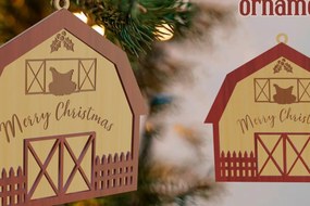 Σετ των 3 Intra απο ξύλο plywood 3mm-4mm πάχος Τρισδιάστατο χριστουγεννιάτικο στολίδι αχυρώνα με λέιζερ Δίασταση 8x8 cm INTRAFABR-79692864