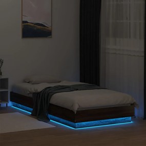 vidaXL Πλαίσιο Κρεβατιού με λυχνίες LED Καφέ δρυς 100 x 200 εκ.