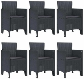 vidaXL Σέτ φαγητού για κήπο 7 pcs Ανθρακί Rattan Polt