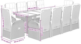 vidaXL Σετ Τραπεζαρίας Κήπου 11 τεμ Μαύρο από Συνθ. Ρατάν με Μαξιλάρια