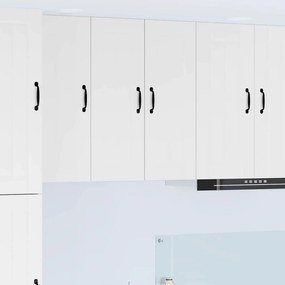 vidaXL Κρεμαστό ντουλάπι κουζίνας με ράφι 2 pcs Υψηλής γυαλάδας λευκό