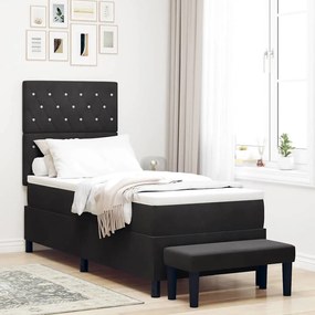 vidaXL Κρεβάτι με ελατήρια με στρώμα Μαύρο 80 x 200 cm Βελούδο