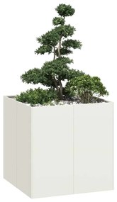 Ζαρντινιέρα Λευκή 80x80x80 εκ. από Χάλυβα