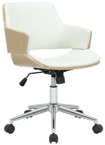 Καρέκλα γραφείου εργασίας Fern pakoworld PU λευκό ξύλο φυσικό - Τεχνόδερμα - 106-000025