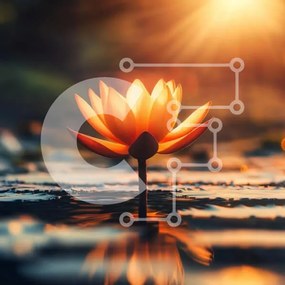 Intra Συλλεκτικό Ξύλινο Παζλ Plywood 4mm - Λουλούδι Lotus στη λάμψη ηλιοβασιλέματος Σε Ξύλινο Κουτί - Διαστάσεις: 10x10 cm – 25 κομμάτια