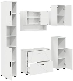 vidaXL Σετ Επίπλων Μπάνιου 5 pcs Γυαλιστερό λευκό 30 x 35 x 192 εκ.