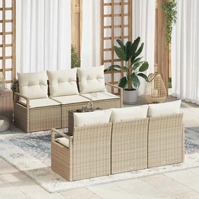 vidaXL Σετ Καναπέ με μαξιλάρι 7 pcs Μπεζ και Κρέμα συνθετικό ρατάν