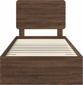 vidaXL Σκελετός Κρεβατιού Καφέ δρυς 75 x 190 cm Επεξεργασμένο ξύλο