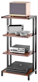 VEVOR 4-Tier AV Media Stand Height-Adjustable Wooden Audio-Video Media Stand