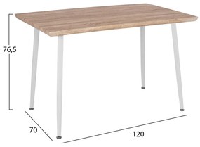 Τραπέζι Τραπεζαρίας PALOMA με Λευκά πόδια Sonoma 120x70x76,5 εκ. 120x70x76.5 εκ.