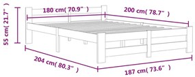 vidaXL Πλαίσιο Κρεβατιού Λευκό 180 x 200 εκ. από Μασίφ Ξύλο Πεύκου