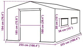 vidaXL Κάλυμμα Θερμοκηπίου Ανταλ. Πράσινο (6,5025 μ²) 255x255x194εκ