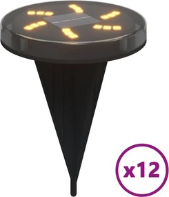 vidaXL Ηλιακά Φωτιστικά Δαπέδου με Στήριγμα Εδάφους 12τεμ. Θερμό Λευκό