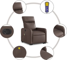 vidaXL Πολυθρόνα Μασάζ Ηλεκ Ανακλινόμενη με Ανύψωση Συνθετικό Δέρμα