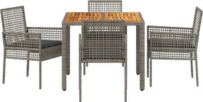 vidaXL Σέτ φαγητού για κήπο 5 pcs Γκρι συνθετικό ρατάν