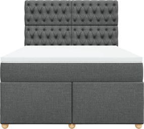 vidaXL Κρεβάτι Boxspring με Στρώμα Σκούρο Γκρι 140x200 εκ Υφασμάτινο
